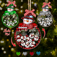 Thumbnail for Personalized Shaker Ornament - Christmas Gift For Grandma - Multicolor Grandma Mom Snowman And Kids AC