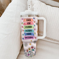 Thumbnail for Personalized 3D Inflated Floral Teacher 40oz Tumbler - Gift For Teacher FC