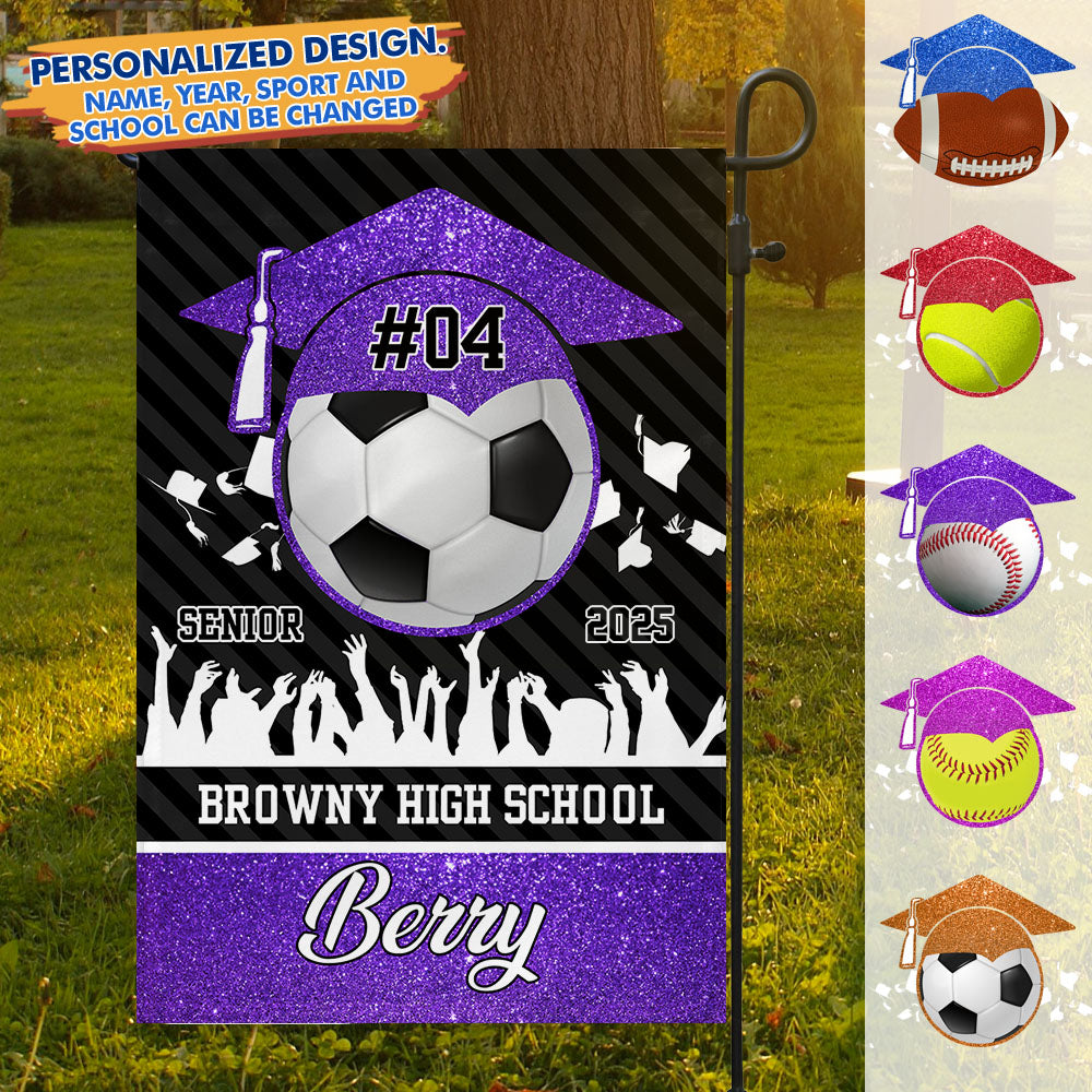 Personalized Sport Team Senior Class Of 2025 Graduate Garden Flag, Graduation Decor