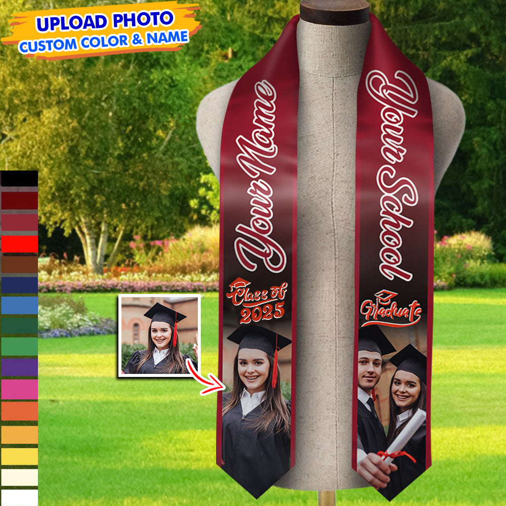 Personalized 2 Photos Mixed Colors Class of 2024 Photo Stoles/ Sash, Graduation Gift FC