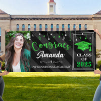 Thumbnail for Custom Graduation 2024 Banner with Glitter Photo - Graduation Gift FC