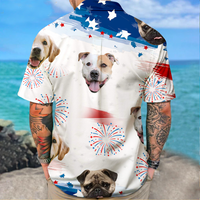 Thumbnail for Custom Independence Day Dog Cat Face Men's Hawaiian Shirt, 4th of July Gift AI