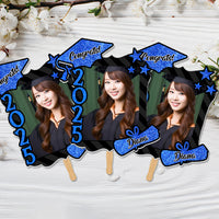 Thumbnail for Custom Congrats 2025 With Name Photo Graduation Face Fans With Wooden Handle, Gift For Graduation Party