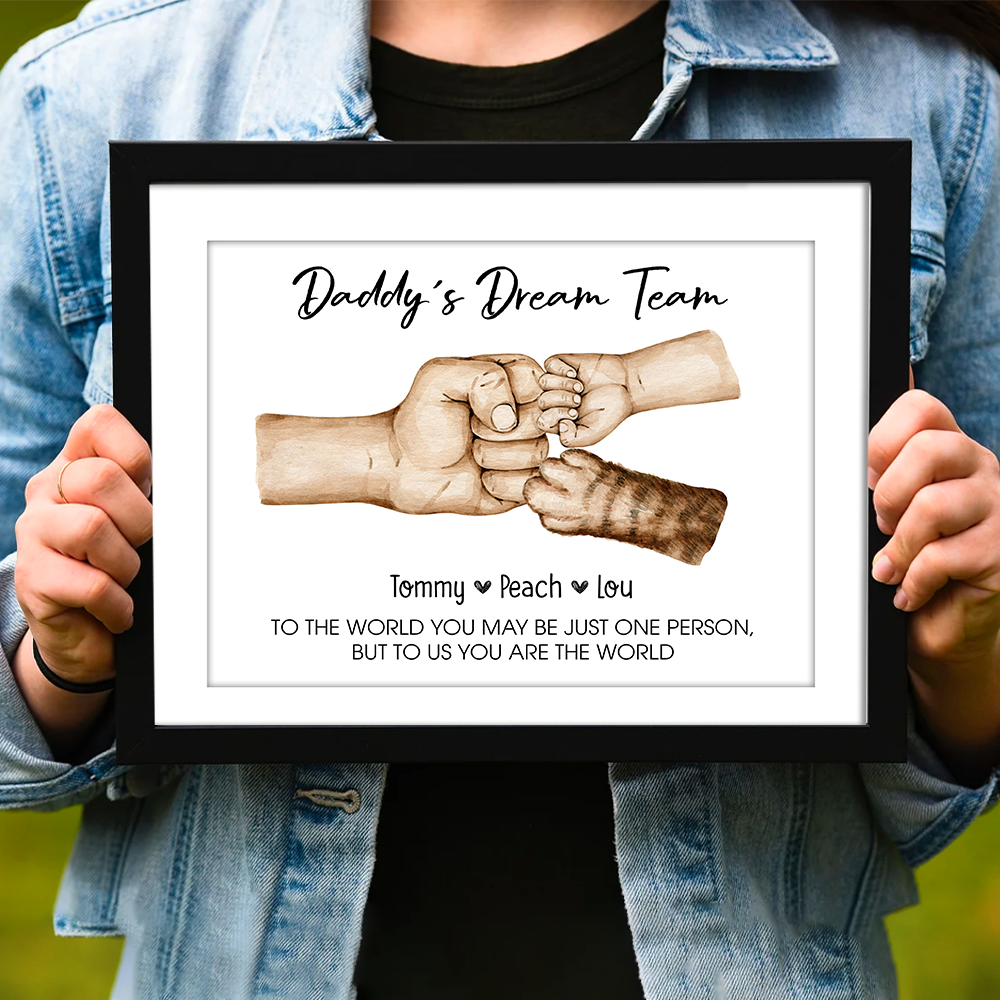 Personalised Fist Bump Daddy's Team Photo Frame, Fathers Day Gift For Father, Grandfather AA