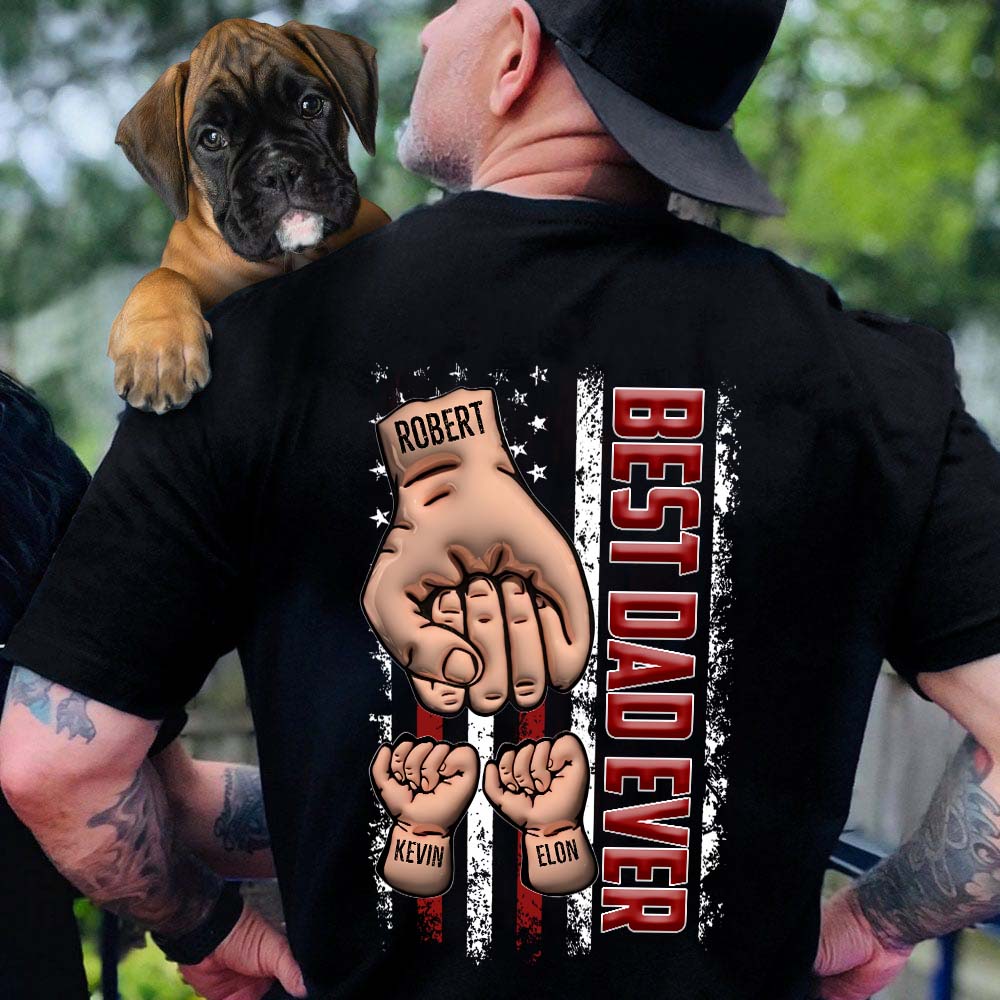 Personalized Backside T-shirt - Father's Day Gift - Best Dad Ever Fist Bump Merchize