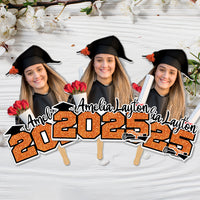 Thumbnail for Custom Glitter 2025 Photo Graduation Face Fans With Wooden Handle, Gift For Graduation Party