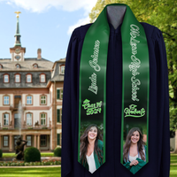 Thumbnail for Personalized 2 Photos Mixed Colors Class of 2024 Photo Stoles/ Sash, Graduation Gift FC