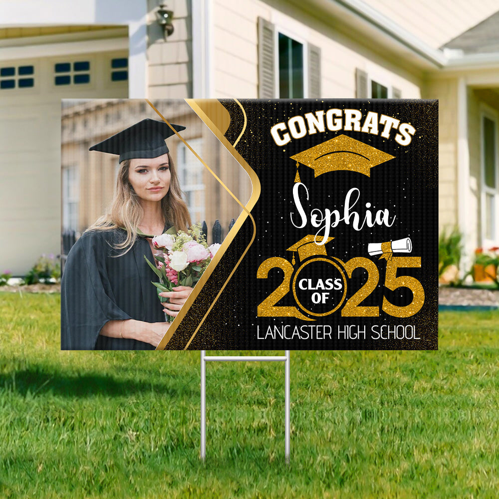 Personalized Yard Sign With Stake - Graduation Gift - Congrats Class Of 2024 Graduate FC