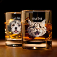 Thumbnail for Personalized Dog Cat Face Cutout Photo Whiskey Glasses - Gifts For Pet Lovers FC