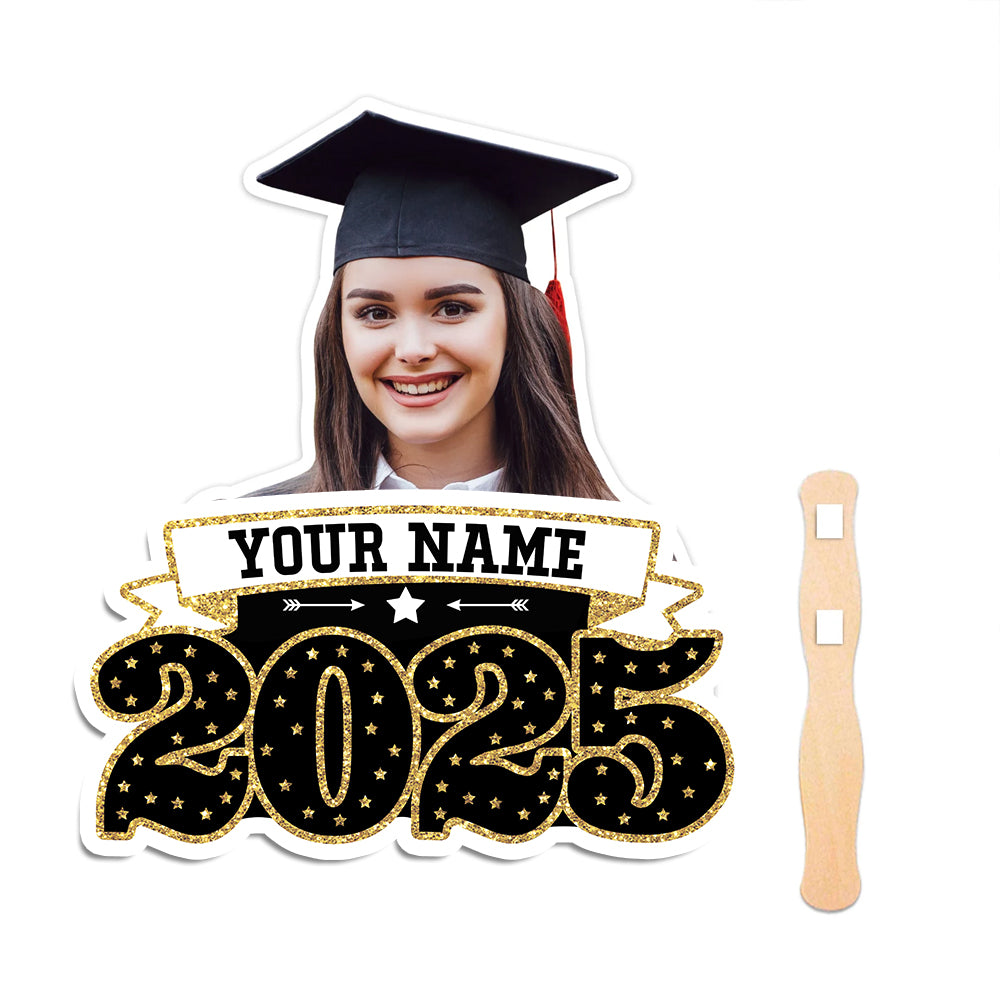 Custom Graduation 2025 Face Fans With Wooden Handle, Gift For Graduation Party