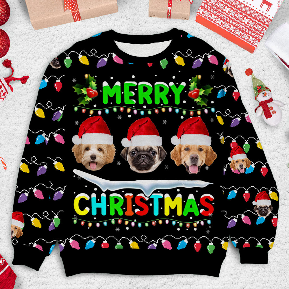 Personalized Ugly Christmas Sweater - Christmas Gift For Pet Lovers - Face Photo Dog Cat Christmas AB