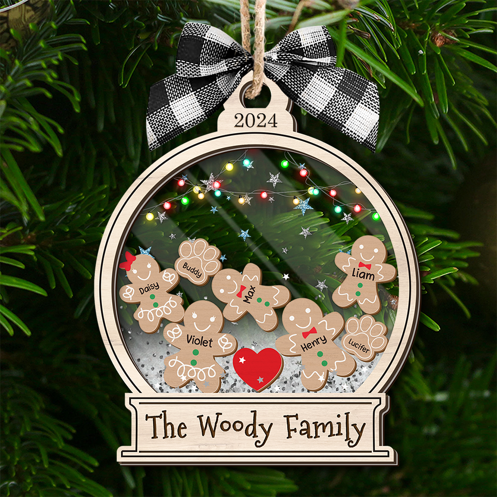 Personalized Shaker Ornament - Christmas Gift For Family - Gingerbread Family Cookies FC