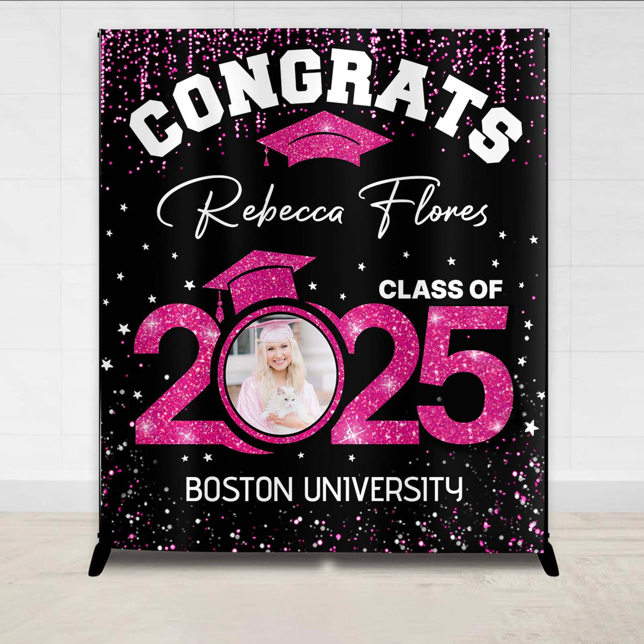 Custom Graduation Glitter Photo Class Of 2025 Backdrop, Graduation Party Supply FC