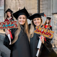 Thumbnail for Personalized Face Fans With Wooden Handle - Graduation Keepsake Gift - Colorful Glitter Senior Photo Class Of 2025 FC