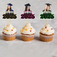 Thumbnail for Custom Face With Name 2025 Photo Graduation Cupcake Toppers, Graduation Party Decorations FC