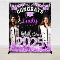 Thumbnail for Personalized Diamond Glitter Queen Class Of 2025 Backdrop, Graduation Party Supply FC