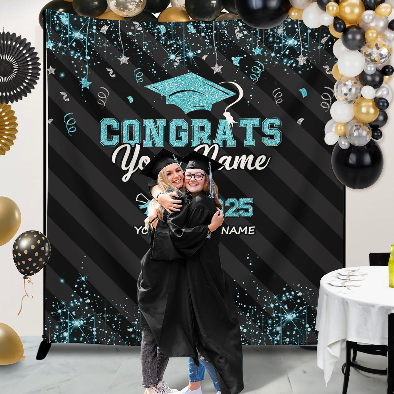 Custom Congrats Class Of 2025 Graduation Backdrop, Graduation Party Decorations FC