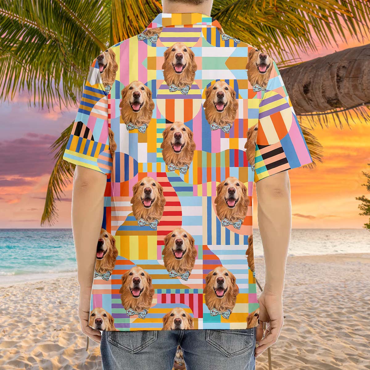 Personalized Colorful Art Pattern Face Photo Hawaiian Shirt, Summer Gift For Dog Cat Lovers FC