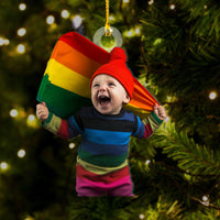 Thumbnail for Personalized Acrylic Ornament - Gift For LGBTQ - Baby With Pride Flag Photo AC