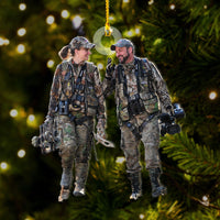 Thumbnail for Personalized Acrylic Ornament - Gift For Hunters - Hand In Hand Hunting Couple Photo AC