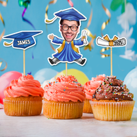 Thumbnail for Custom Set Of 3 Designs Face Cupcake Toppers, Graduation Party Decorations FC