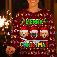 Thumbnail for Personalized Ugly Christmas Sweater - Christmas Gift For Pet Lovers - Face Photo Dog Cat Christmas AB