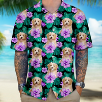 Thumbnail for Personalized Enjoy The Summer Together Floral Palm Leaves Dog Cat Photo Hawaiian Shirt For Pet Dad AI