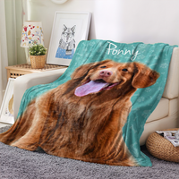 Thumbnail for Personalized Pet Photo And Name Fleece Blankets, Gift For Dog Cat Lovers AB
