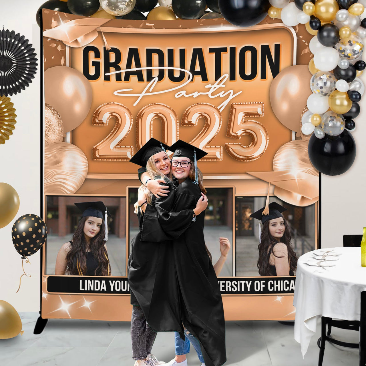 Custom Graduation Neon Balloon Style Class Of 2024 Backdrop, Graduation Party Supply FC