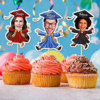 Thumbnail for Custom Graduation Party Face Cupcake Toppers, Graduation Decorations, Physical Product FC