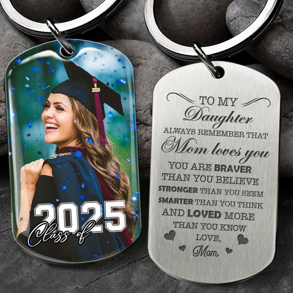 Custom Graduation Metal Keychain for 'You're Braver Than You Believe' - Inspirational Graduation Gift FC