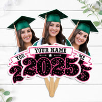 Thumbnail for Custom Graduation 2025 Face Fans With Wooden Handle, Gift For Graduation Party