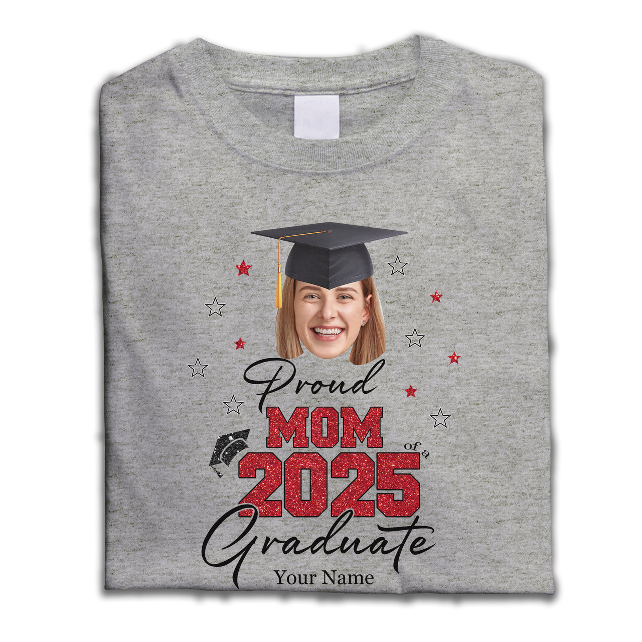 Custom Portrait Photo Proud Family Of 2025 Photo Graduation White Shirts, Graduation Gift