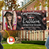 Thumbnail for Custom Photo Congratulations Black & Gold Graduation Banner, Graduation Decorations FC