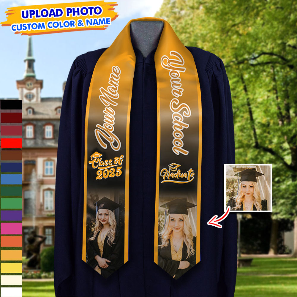 Personalized 2 Photos Mixed Colors Class of 2024 Photo Stoles/ Sash, Graduation Gift FC