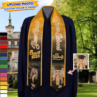 Thumbnail for Personalized 2 Photos Mixed Colors Class of 2024 Photo Stoles/ Sash, Graduation Gift FC