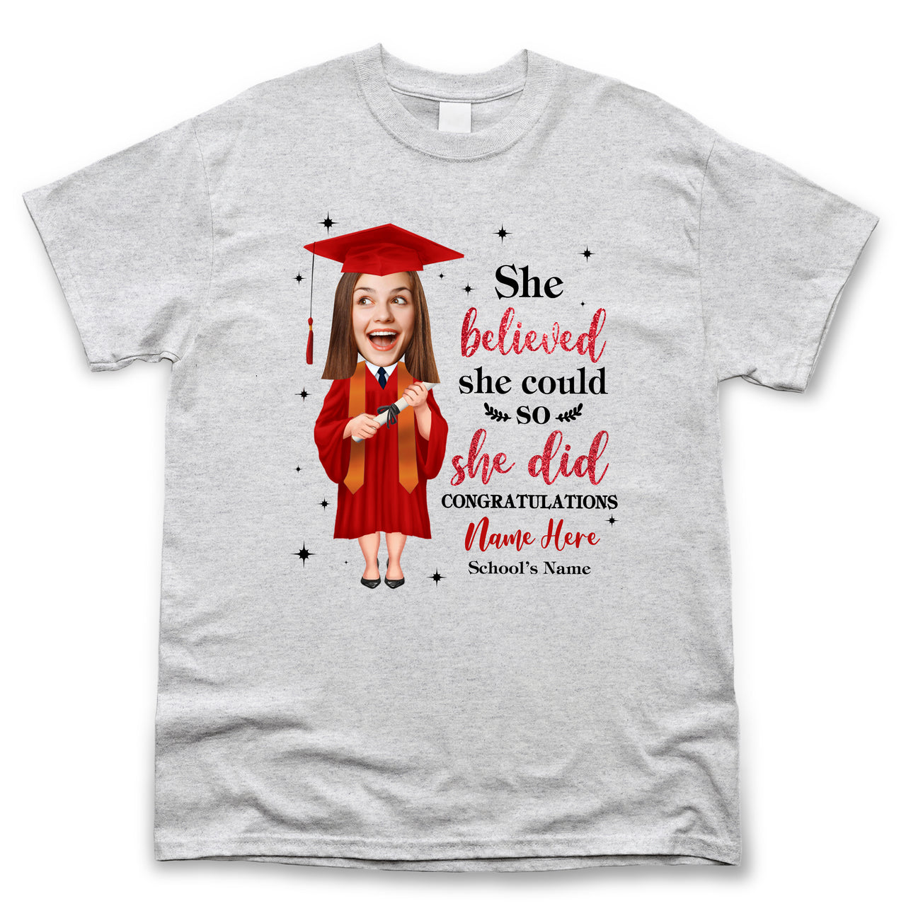 Personalized She Believed She Could Senior Class Of 2024 Graduation T-shirt, Grad Gift Merchize