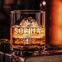 Thumbnail for Personalized Etched Elegant Name Whiskey Glasses - Gifts For Father's Day FC