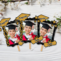 Thumbnail for Custom Congrats 2025 With Name Photo Graduation Face Fans With Wooden Handle, Gift For Graduation Party