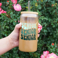 Thumbnail for Custom Photo Glass Bottle/Frosted Bottle With Lid & Straw - Graduation Gift - Class Of 2025 Senior Retro Gift FC