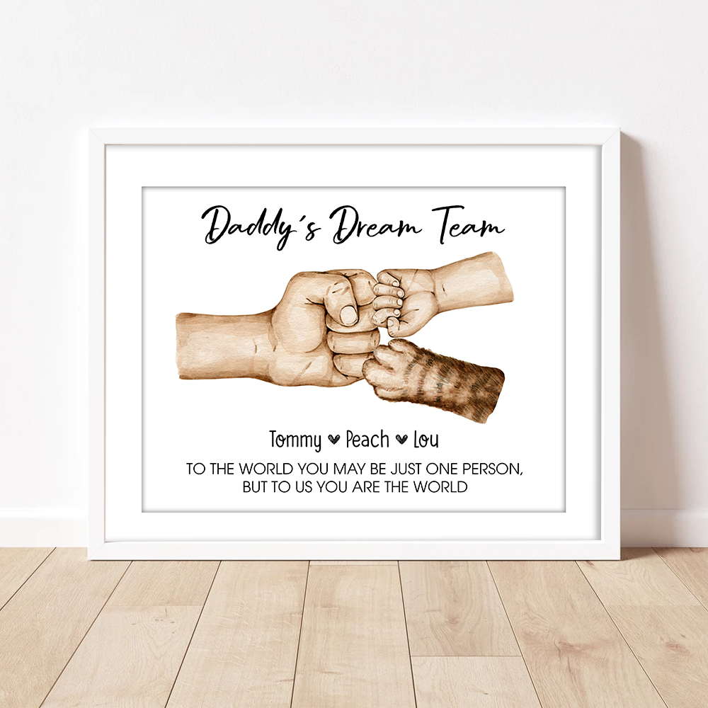 Personalised Fist Bump Daddy's Team Photo Frame, Fathers Day Gift For Father, Grandfather AA