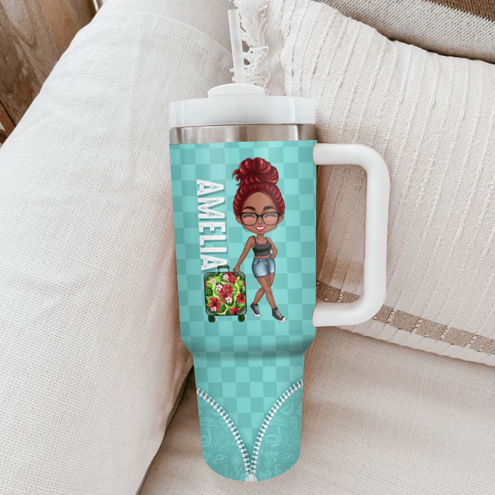 Personalized Just A Girl Who Loves Traveling 40oz Tumbler - Travel Gift For Woman FC