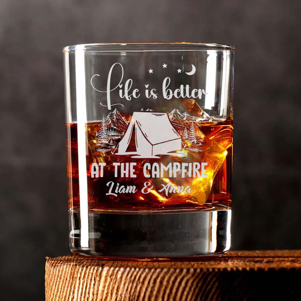 Personalized RV Welcome To Our Campsite Whiskey Glasses - Gifts For Camping Lovers FC