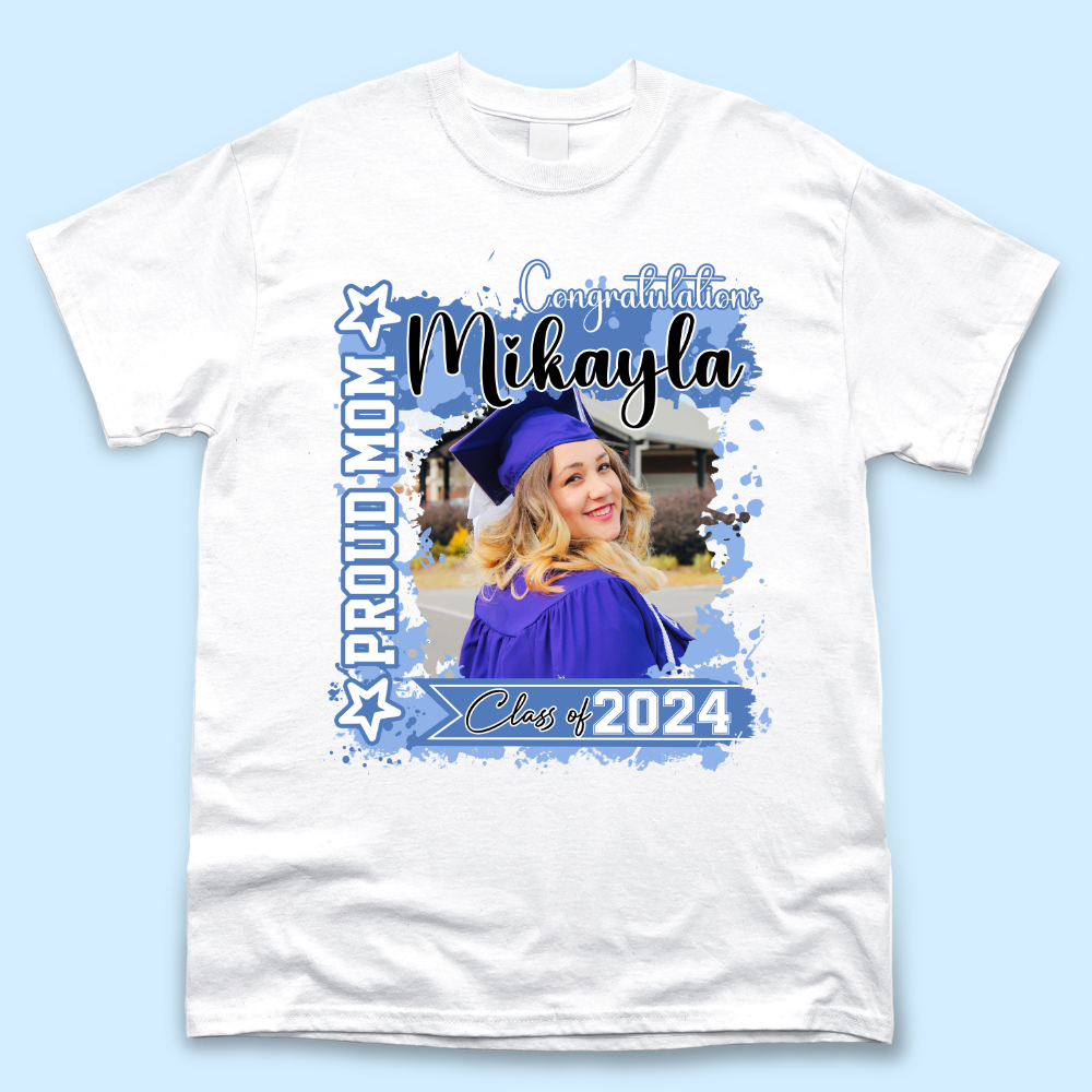 Personalized T-shirt - Graduation Keepsake Gift - Watercolor Proud Mom Dad Of A 2024 Graduate Photo Merchize