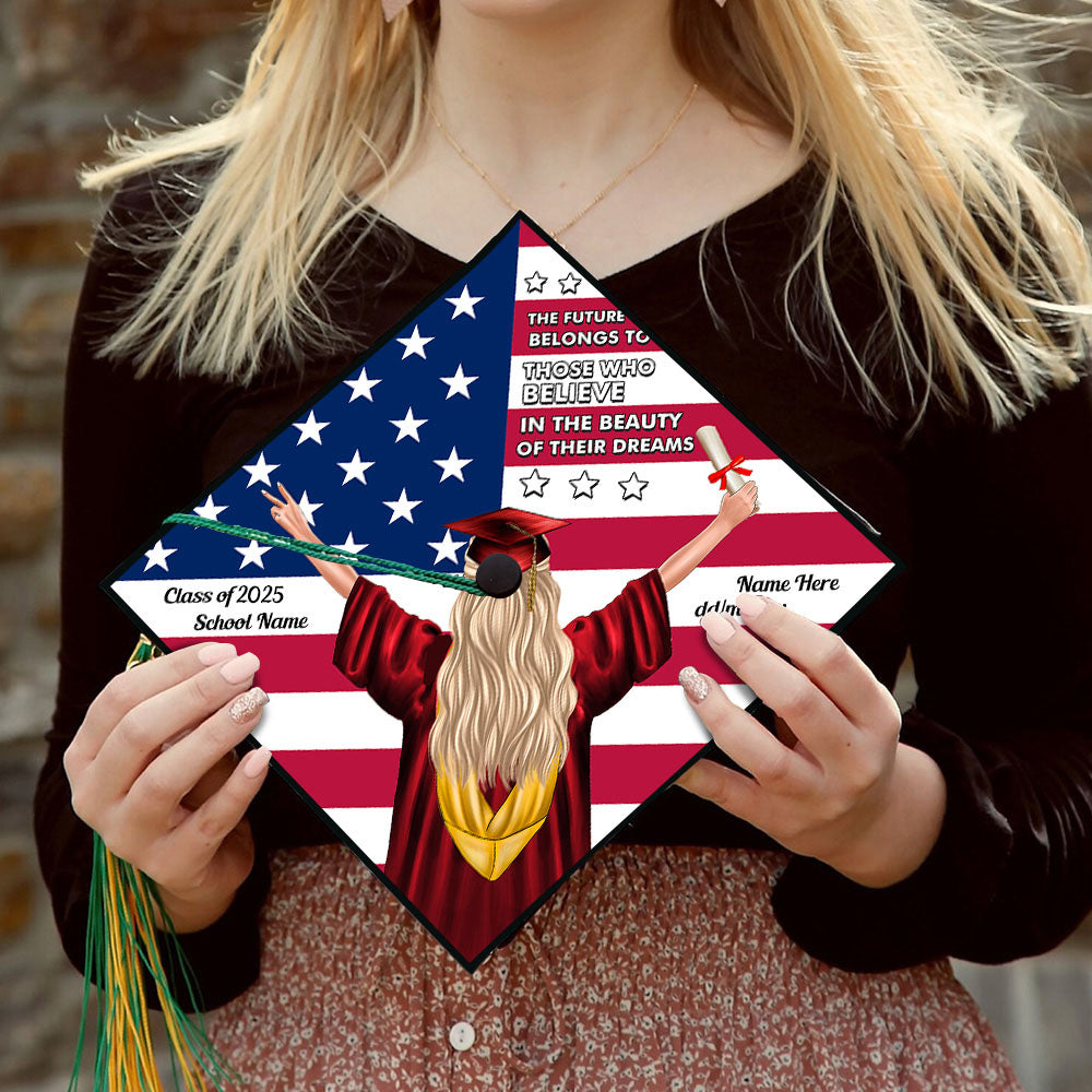 Custom National Flag Graduation Cap Topper, Graduation Keepsake Gift