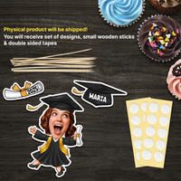 Thumbnail for Custom Set Of 3 Designs Face Cupcake Toppers, Graduation Party Decorations FC