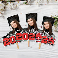 Thumbnail for Custom Glitter 2025 Photo Graduation Face Fans With Wooden Handle, Gift For Graduation Party