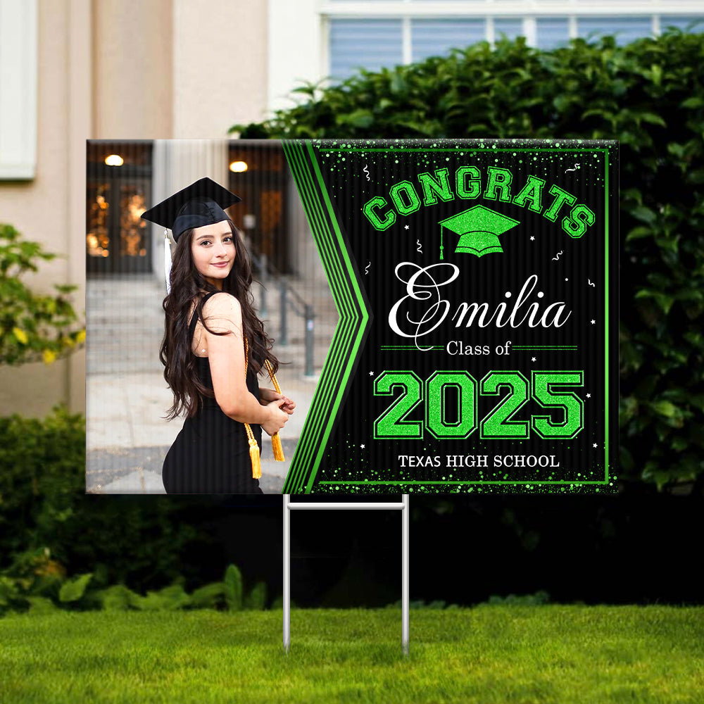 Personalized Yard Sign With Stake - Graduation Decor Gift - Class Of 2025 Graduate Photo FC