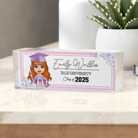 Thumbnail for Personalized Acrylic Name Plate For Desk - Gift For 2025 Senior - Proud Graduation Floral Keepsake Gift FC