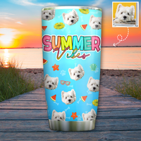 Thumbnail for Summer Vibe Dog Mom Face Photo Tumbler, Best Gift for Pet Lovers FC